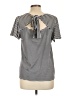 Green Envelope Stripes Silver Short Sleeve Top Size L - photo 2