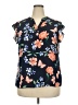 Elle Floral Blue Short Sleeve Blouse Size XXL - photo 1