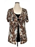 Essentials Brown Short Sleeve Blouse Size 1X - photo 1