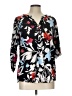 Cathy Daniels Floral Black 3/4 Sleeve Blouse Size L - photo 1