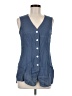 Jonathan Martin Blue Sleeveless Button-Down Shirt Size 9 - photo 1