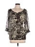 Derek Heart Silver Tan 3/4 Sleeve Blouse Size L - photo 1