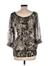 Derek Heart Silver Tan 3/4 Sleeve Blouse Size L - photo 2