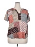 Van Heusen 100% Cotton Color Block Brown Short Sleeve Blouse Size XXL - photo 1