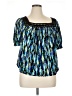 Harve Benard Blue Short Sleeve Blouse Size XL - photo 1