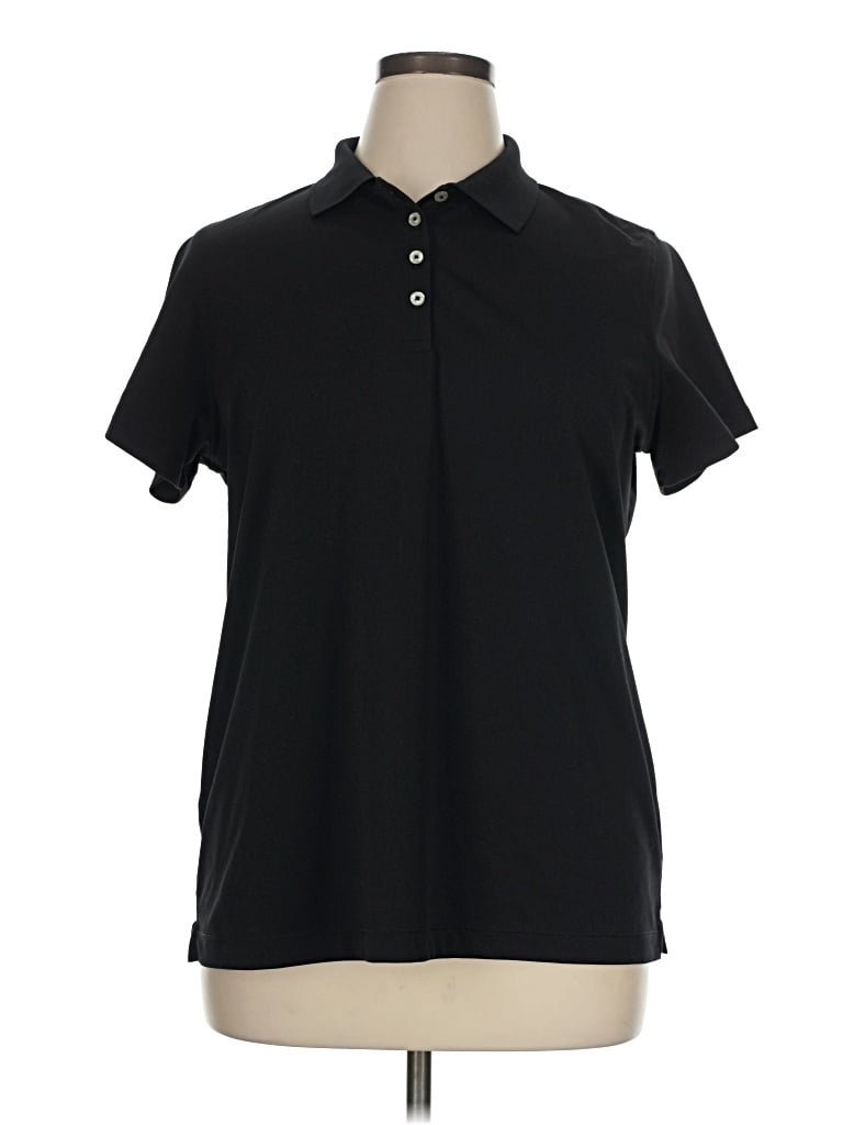 Pre-owned Lands' End Short Sleeve Polo Shirt In Black