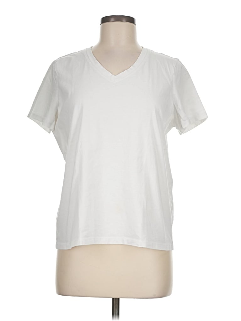 Pre-owned Lands' End Short Sleeve T-shirt In Ivory