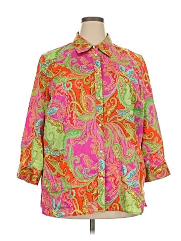 Lauren by Ralph Lauren 3/4 Sleeve Button-Down Shirt (view 1)