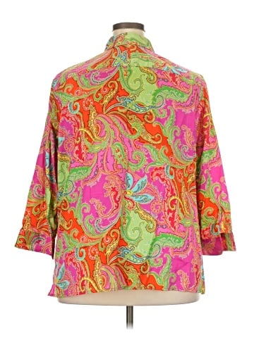Lauren by Ralph Lauren 3/4 Sleeve Button-Down Shirt (view 2)