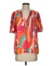 Flying Tomato 100% Polyester Color Block Orange Short Sleeve Blouse Size S - photo 1
