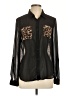 Mine 100% Polyester Animal Print Black Long Sleeve Blouse Size L - photo 1