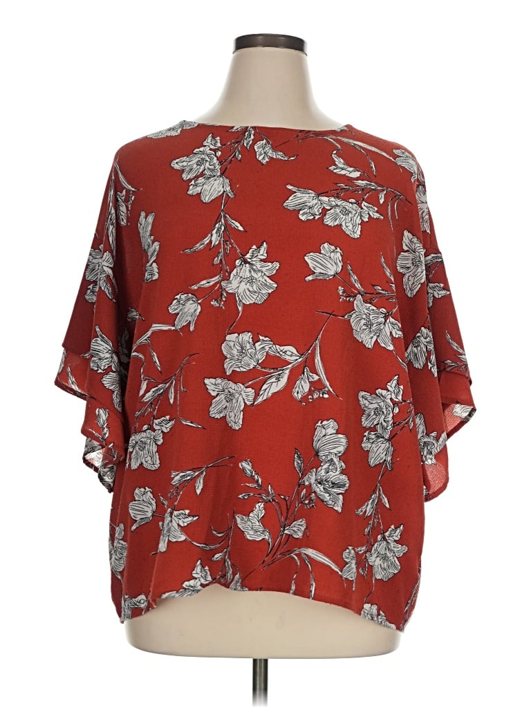 Pre-owned Bobeau 3/4 Sleeve Blouse In Red