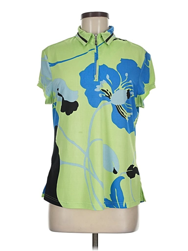 Pre-owned Dkny Short Sleeve Blouse In Green