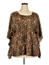 Elementz 100% Polyester Animal Print Brown 3/4 Sleeve Blouse Size 3X - photo 1