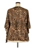 Elementz 100% Polyester Animal Print Brown 3/4 Sleeve Blouse Size 3X - photo 2