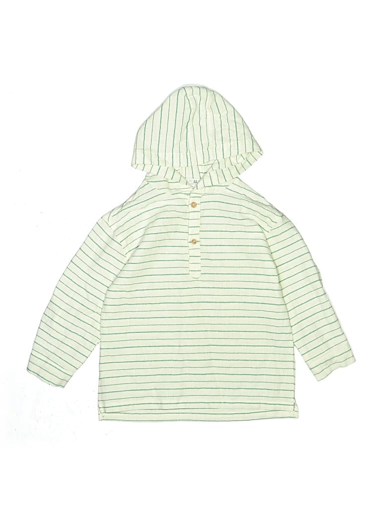 Pre-owned Zara Kids' Long Sleeve Henley Shirt In Green