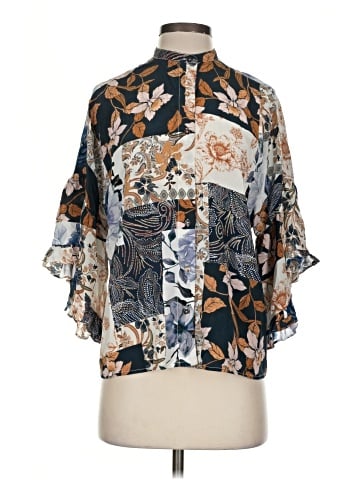 Johnny Was Short Sleeve Silk Top (view 1)