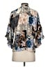 Johnny Was 100% Silk Print Blue Short Sleeve Silk Top Size XS - photo 2