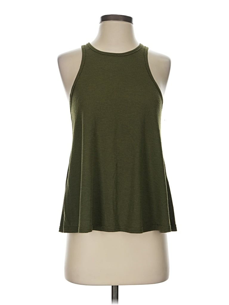 Pre-owned Unbranded Tank Top Green Halter Neckline Tops