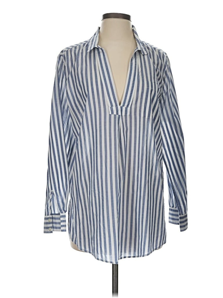 Pre-owned Jcrew Long Sleeve Blouse In Blue