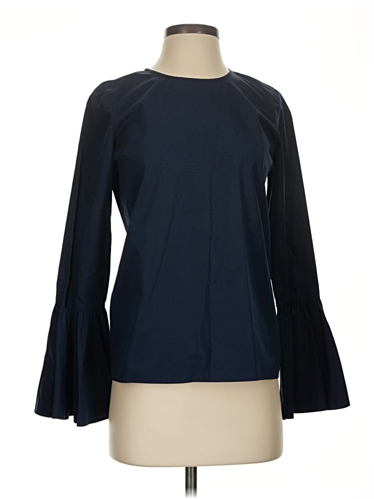 Pre-owned Ann Mashburn Long Sleeve Blouse In Blue