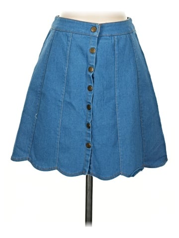 Buttons Denim Skirt (view 1)
