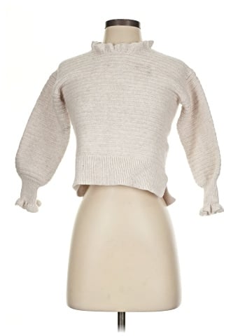 Madewell Ruffle-Neck Pullover Sweater in Cotton-Merino Yarn (view 1)