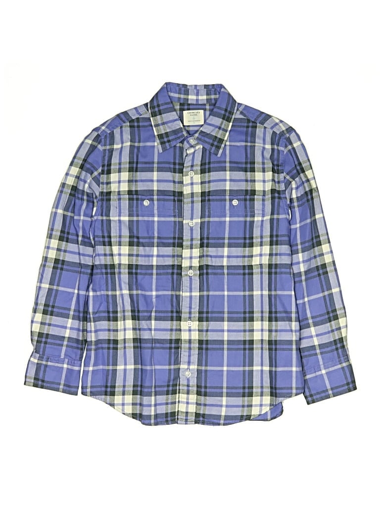Pre-owned Crewcuts Kids' Long Sleeve Button Down Shirt In Blue