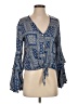 Hummingbird 100% Rayon Blue Long Sleeve Blouse Size S - photo 1