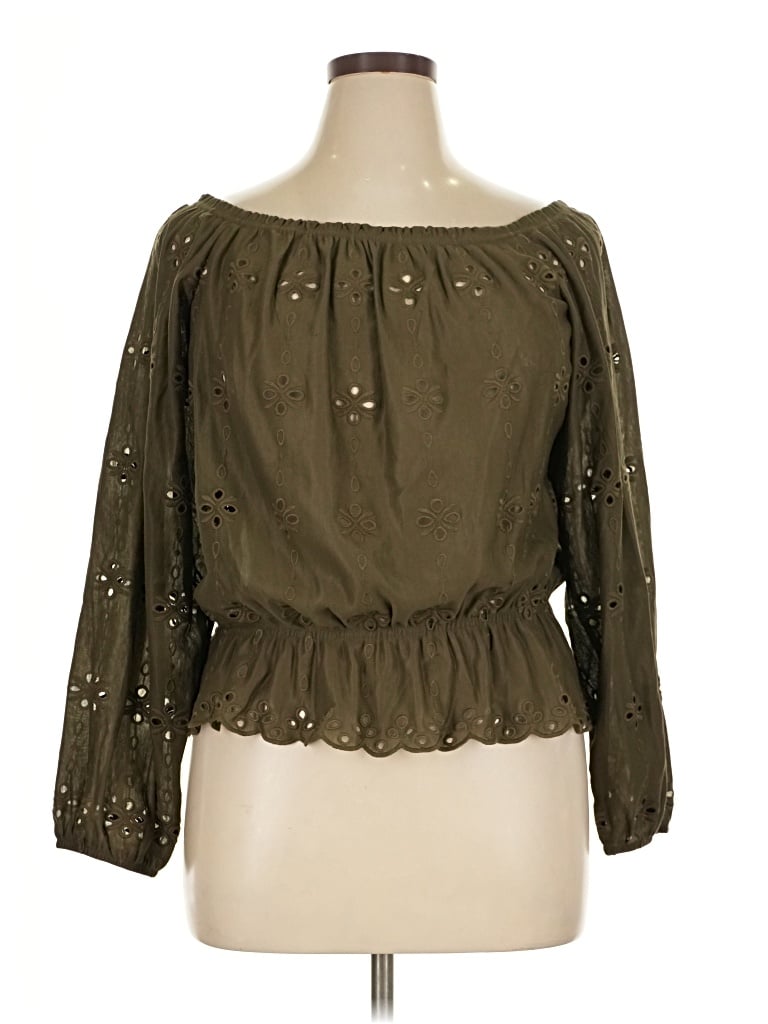 Pre-owned H&m 3/4 Sleeve Blouse In Green