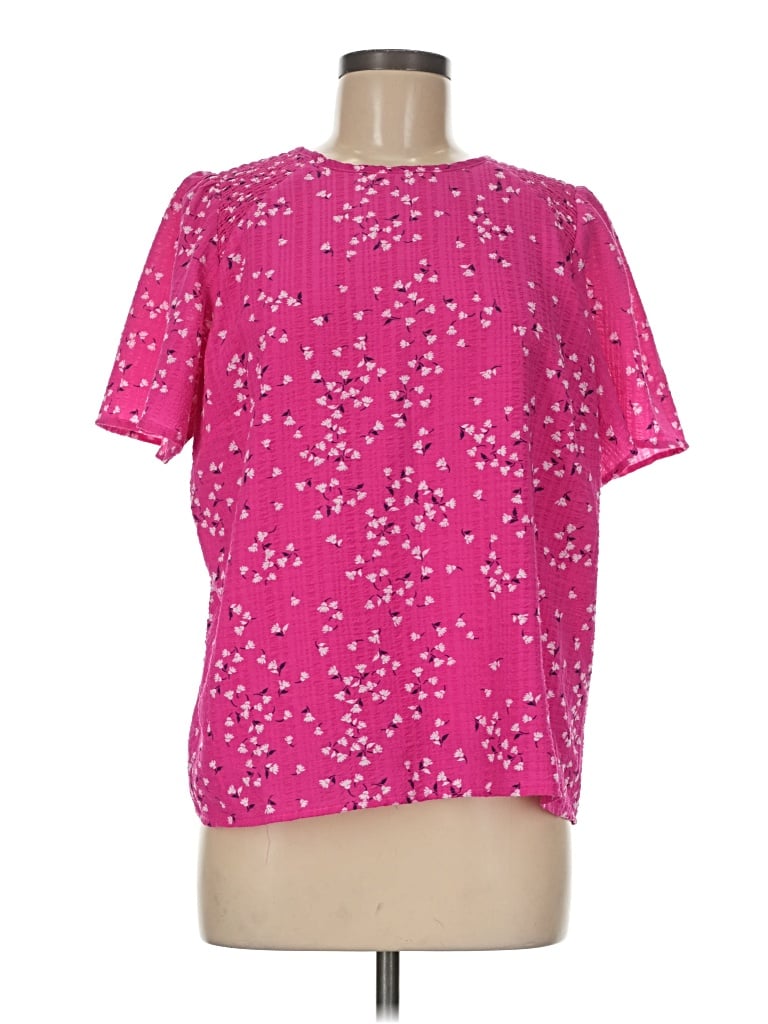 Pre-owned Draper James Short Sleeve Blouse In Pink