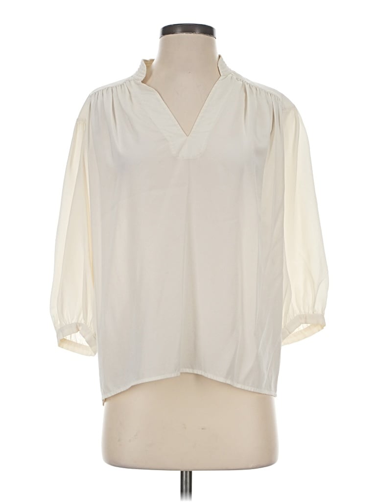 Pre-owned Frame 3/4 Sleeve Blouse In Ivory