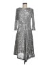 St. John Metallic Solid Silver Cocktail Dress Size 8 - photo 1
