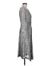 St. John Metallic Solid Silver Cocktail Dress Size 8 - photo 4
