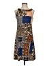 Papillon Print Brown Blue Casual Dress Size S - photo 1
