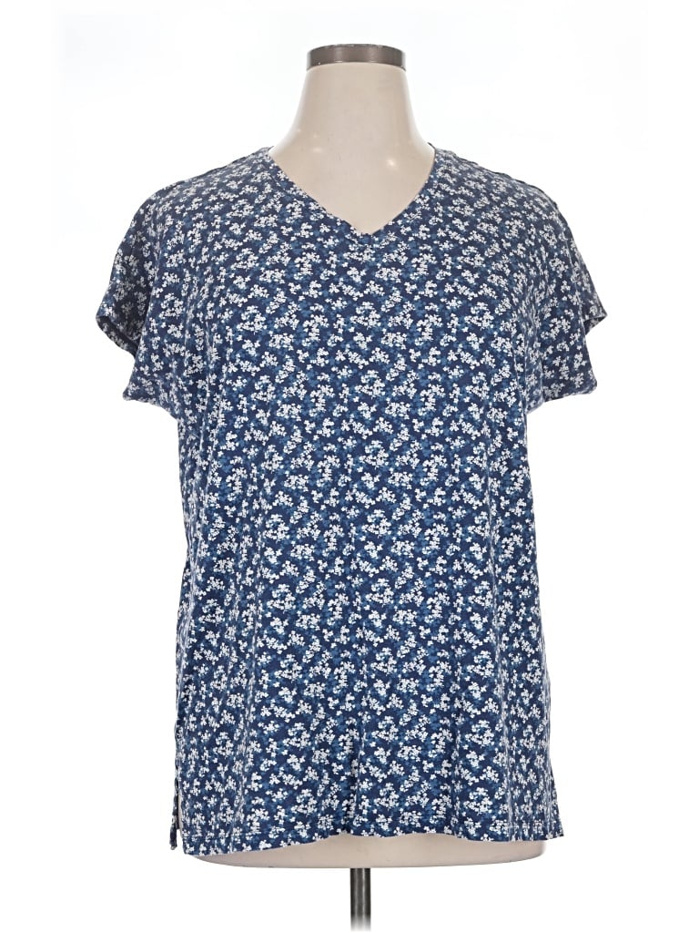 Pre-owned Lands' End Short Sleeve T-shirt In Blue