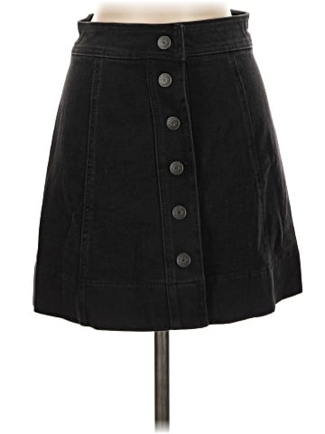 Madewell Metropolis Snap Jean Skirt in Rawley Black (view 1)