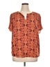DR2 100% Polyester Paisley Orange Short Sleeve Blouse Size XL - photo 1