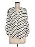 Como Black Stripes Ivory 3/4 Sleeve Blouse Size M - photo 1