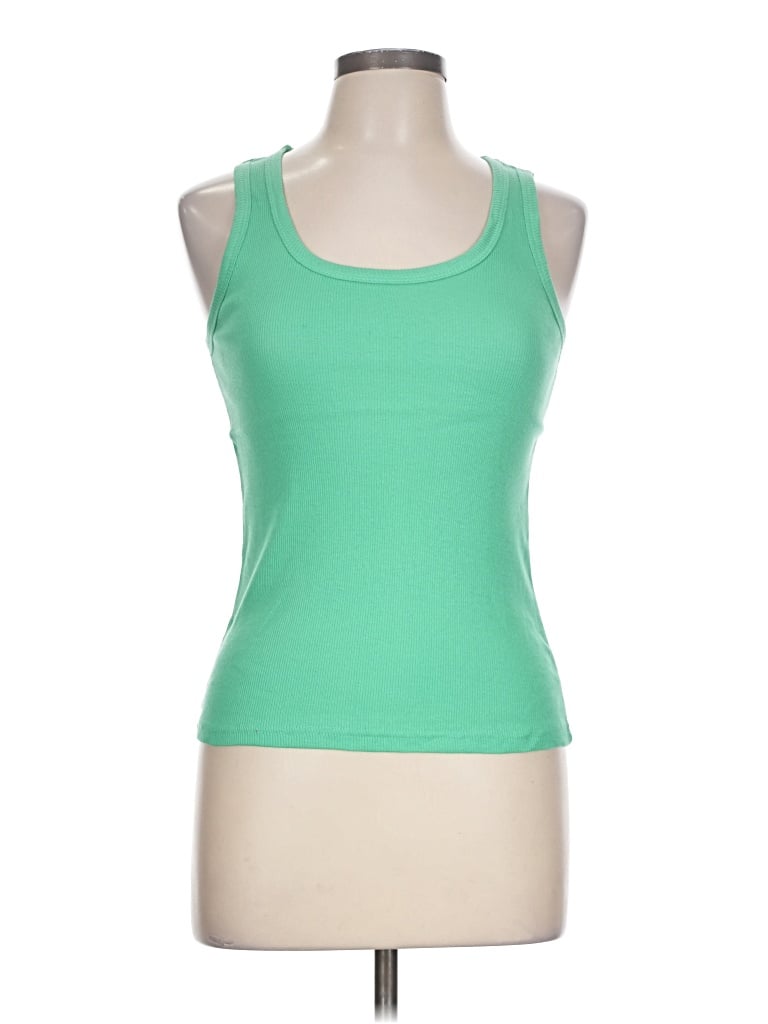 Pre-owned Unbranded Tank Top Green Halter Neckline Tops