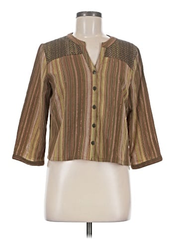Christopher & Banks 3/4 Sleeve Button-Down Shirt (view 1)