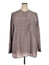 Caslon 100% Polyester Houndstooth Gray Long Sleeve Blouse Size 2X - photo 1