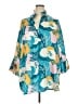 Tuckernuck 100% Polyester Print Teal 3/4 Sleeve Blouse Size 3X - photo 1