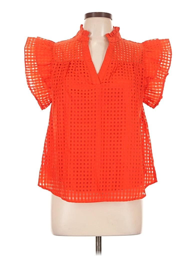 New In Short Sleeve Blouse In Orange
