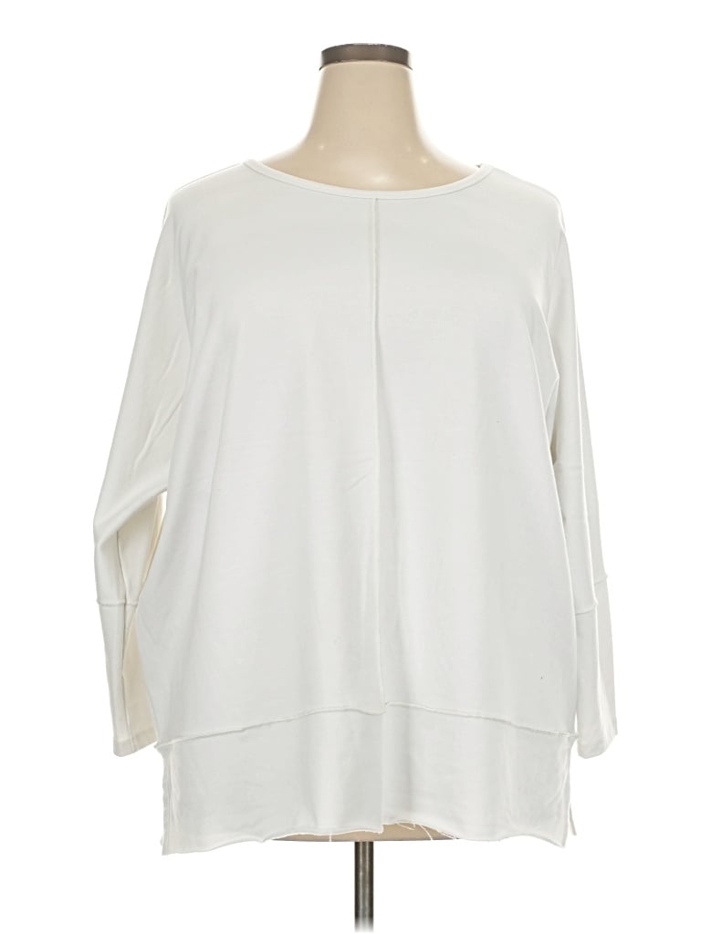 Pre-owned Spanx 3/4 Sleeve Top Ivory Boatneck Tops