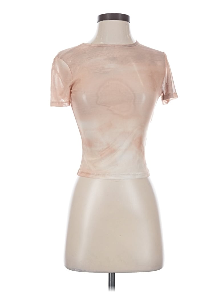 Pre-owned Lioness Short Sleeve Top Tan High Neck Tops
