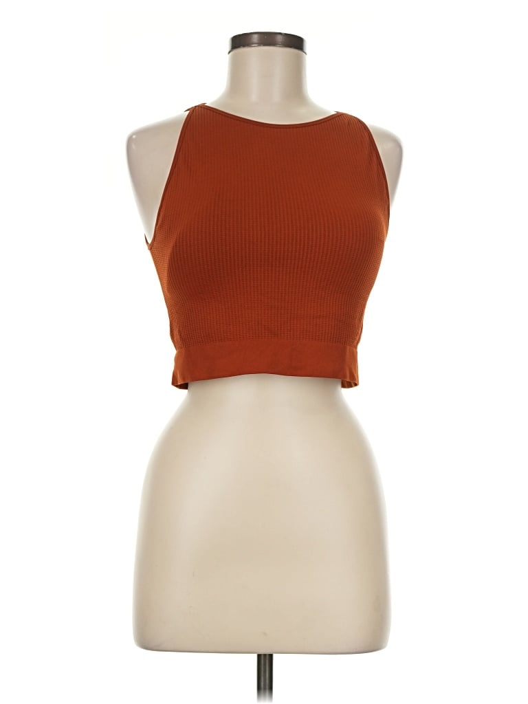 Pre-owned Unbranded Tank Top Orange Halter Neckline Tops