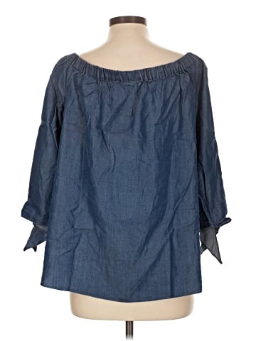 Kaari Blue 3/4 Sleeve Blouse (view 2)