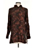 Acrobat 100% Silk Camo Brown Long Sleeve Silk Top Size S - photo 1