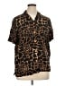 Teddi 100% Rayon Animal Print Brown Short Sleeve Blouse Size XL - photo 1